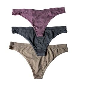 Nylon lot of 3 hipster thong panties underwear bundle size 7